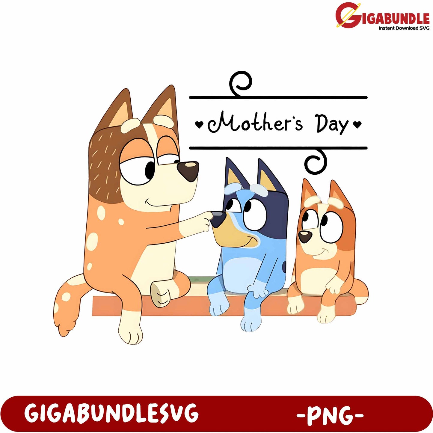 Adorable Dog Family Celebrating Mother's Day - PNG Artwork