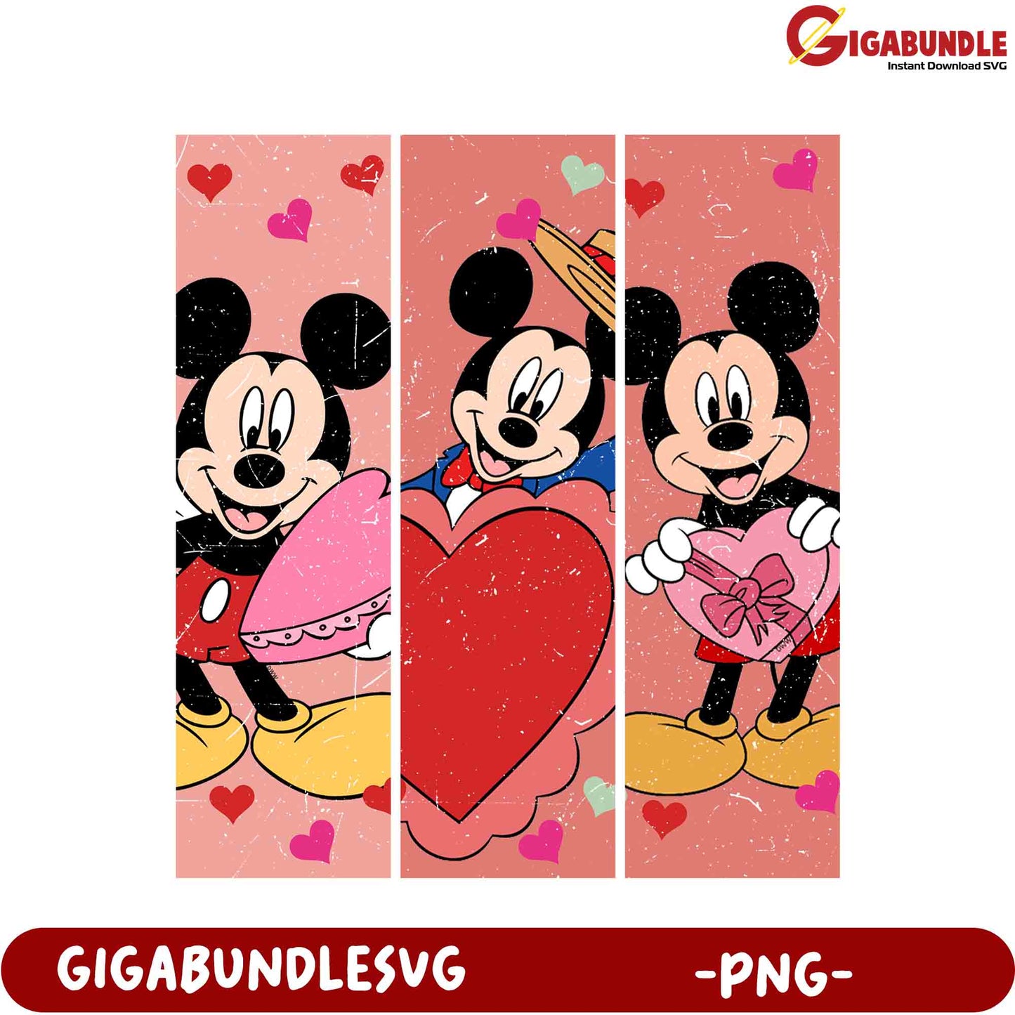 Adorable Mickey Mouse Valentine PNG Cute Love Design for Crafts