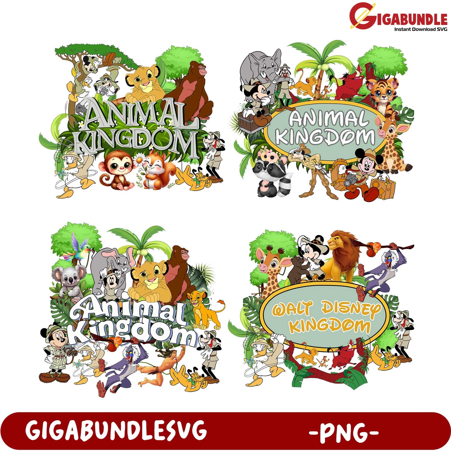 Animal Kingdom PNG Bundle - Disney-Themed Designs for Crafts