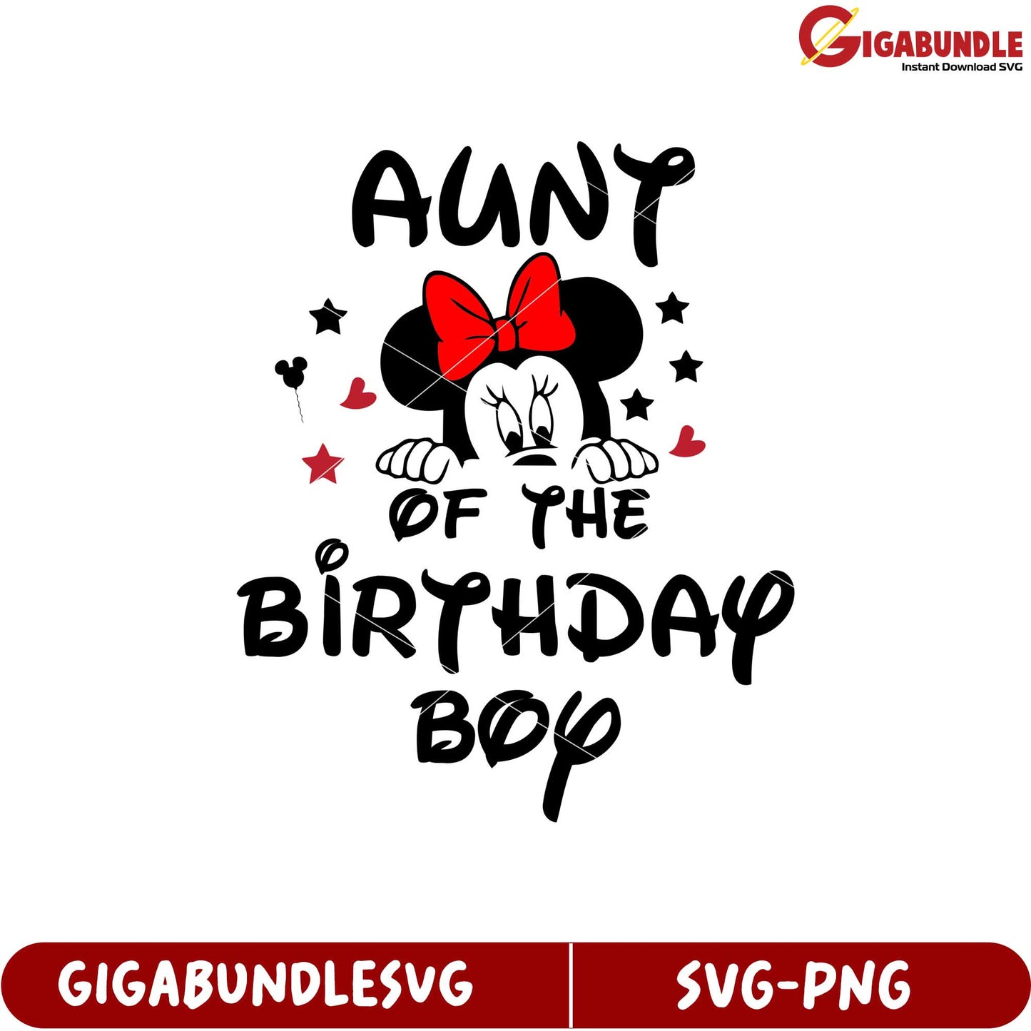 Aunt of the Birthday Boy SVG Design Featuring Minnie Mouse Graphic