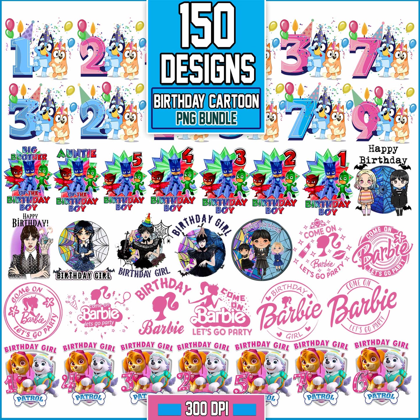 Birthday Cartoon Bundle Png