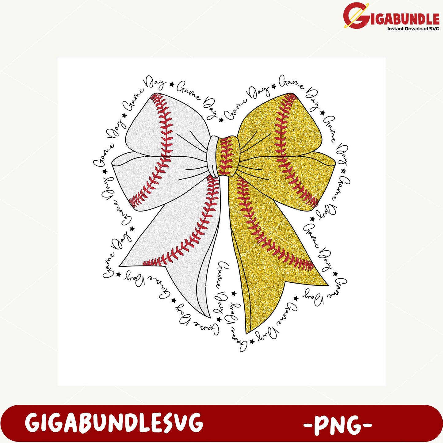 Baseball Bow Design for Game Day PNG File Download