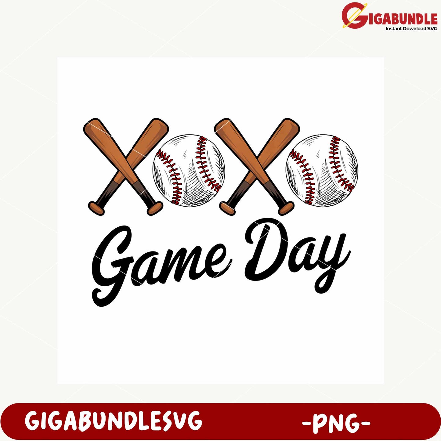 Baseball Game Day Design with Bats and Balls PNG File