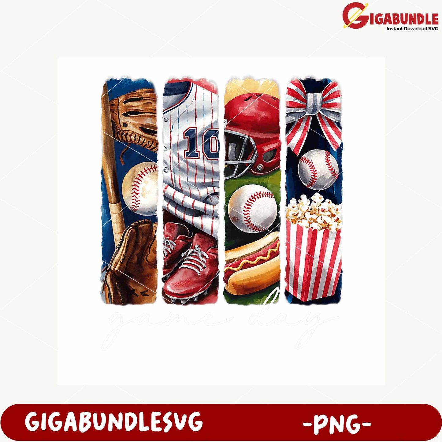 Baseball Game Day PNG Product Artwork Design Download