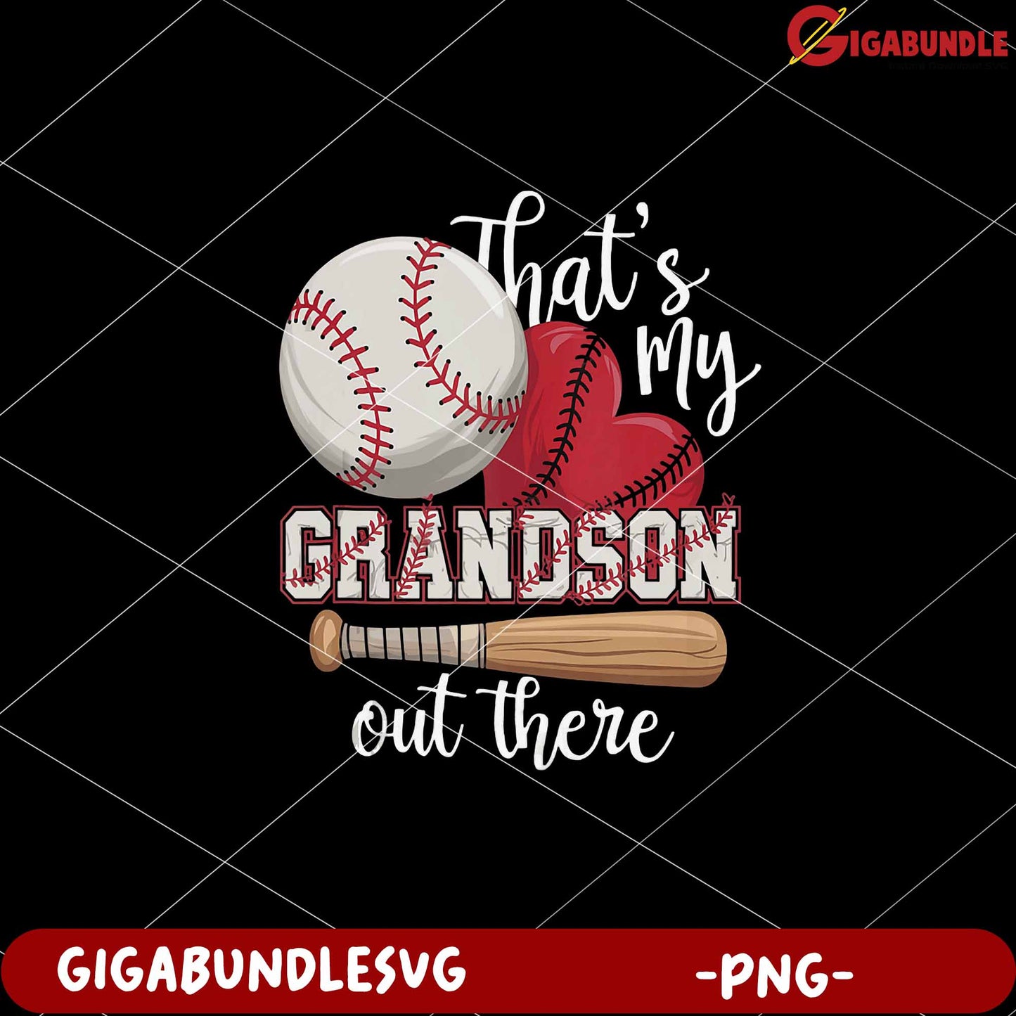 Baseball Grandson Love Design for Family Moments PNG