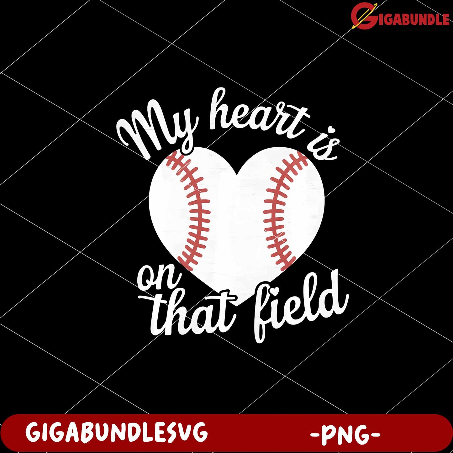 Baseball Heart Design My Love for the Game PNG File