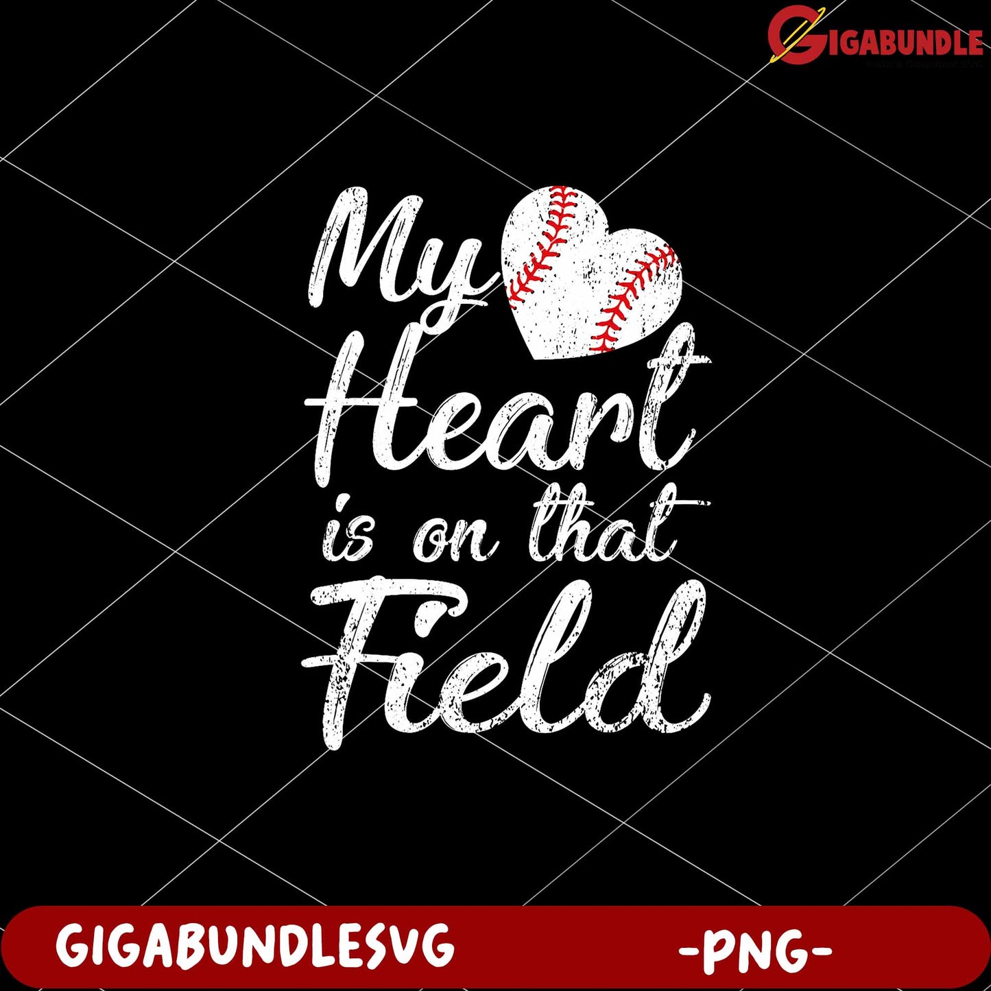 Baseball Heart Graphic My Heart is on That Field PNG
