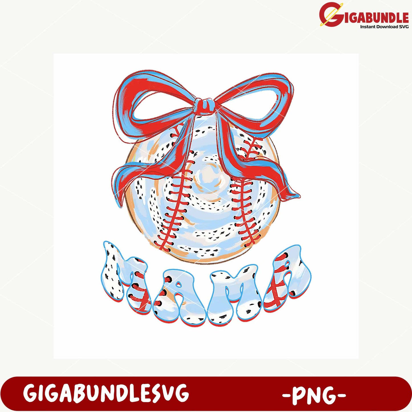 Baseball Mama Art with Ribbon for PNG Download