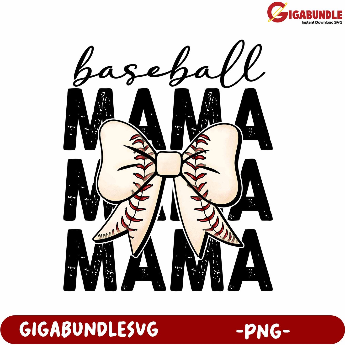 Baseball Mama Bow PNG Graphic for Cute Sports Gifts