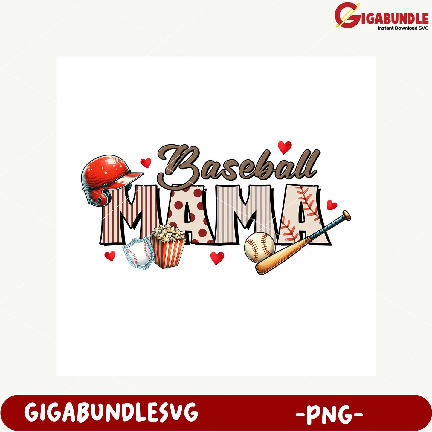 Baseball Mama Cute Design PNG for Sports Enthusiasts