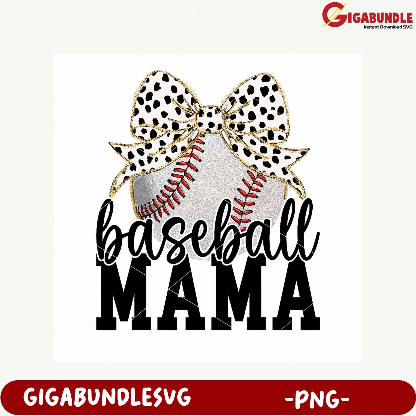 Baseball Mama Design with Bow for Fashionable Moms