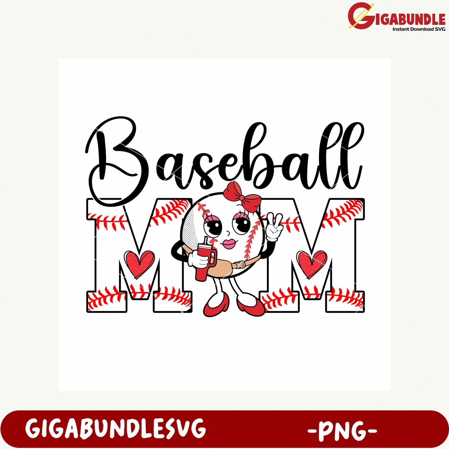 Baseball Mom Cute Graphic Design for PNG Format