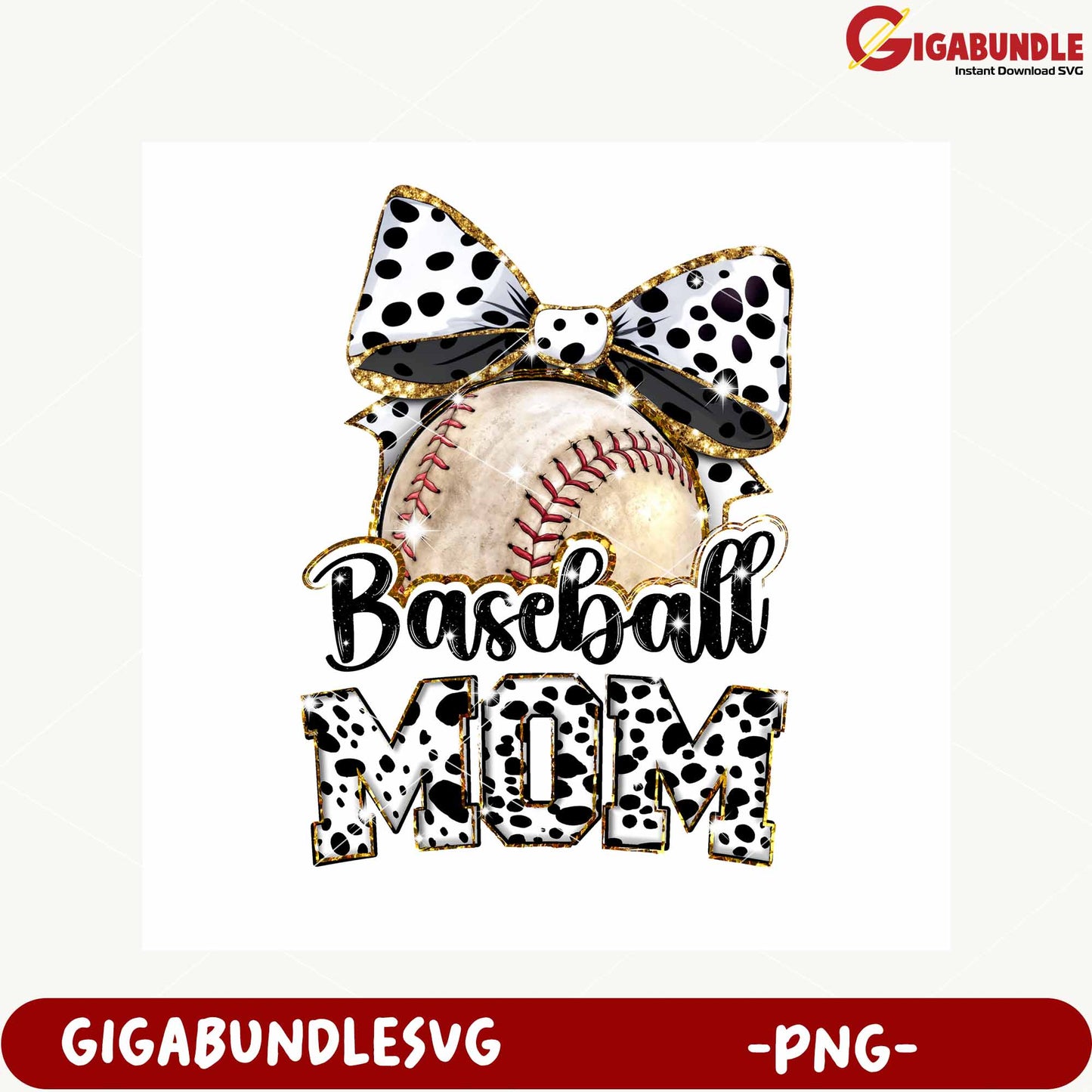 Baseball Mom with Bow Graphic for Sports Enthusiasts