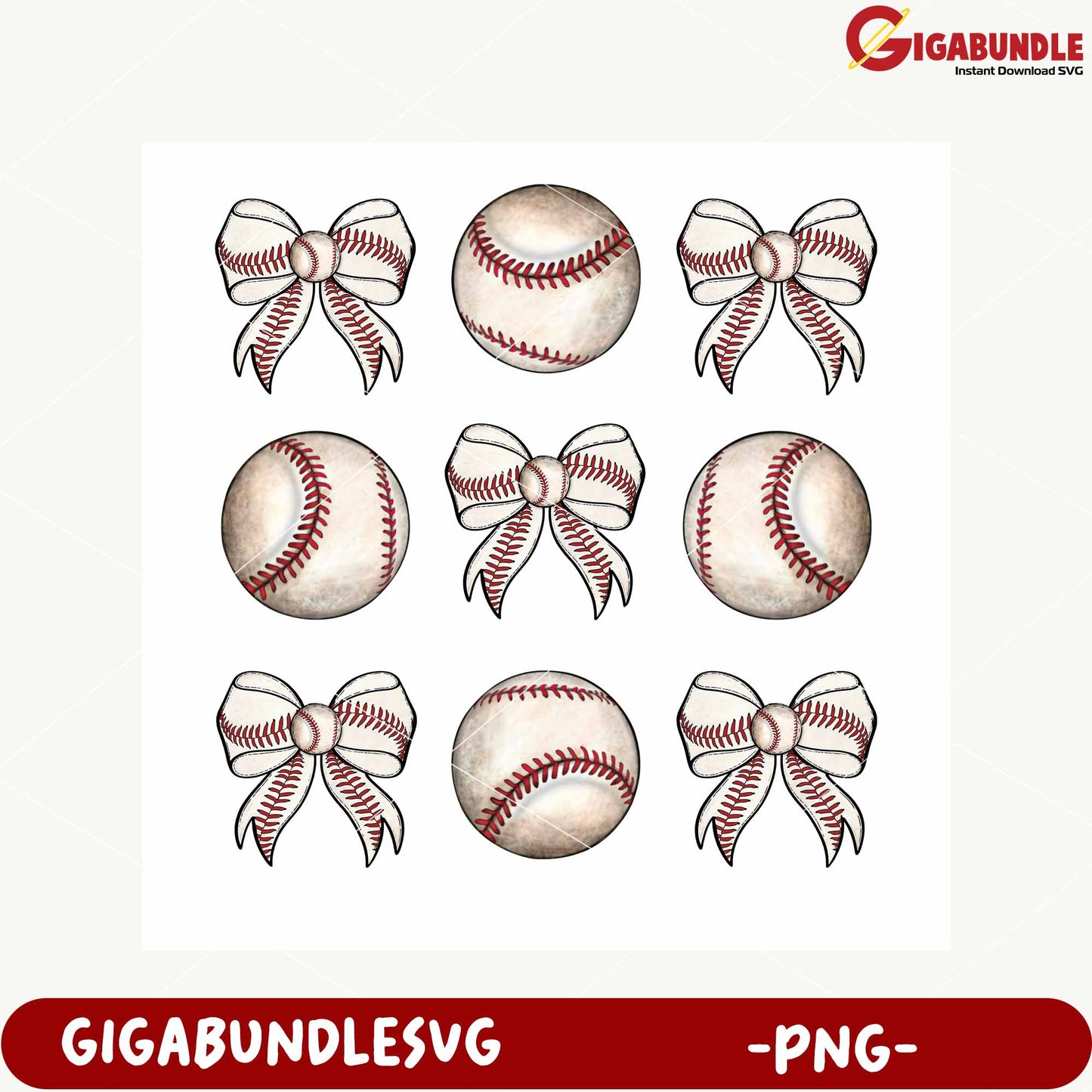 Baseball and Bow PNG Design for Crafting Projects
