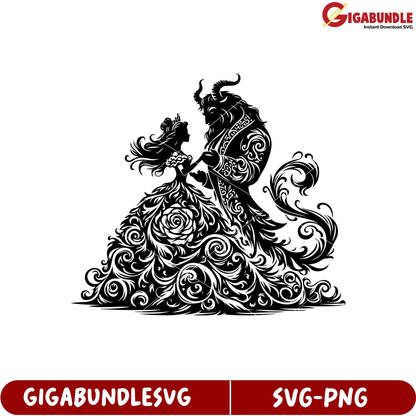 Beautiful Couple Silhouette Floral SVG Design for Craft Projects
