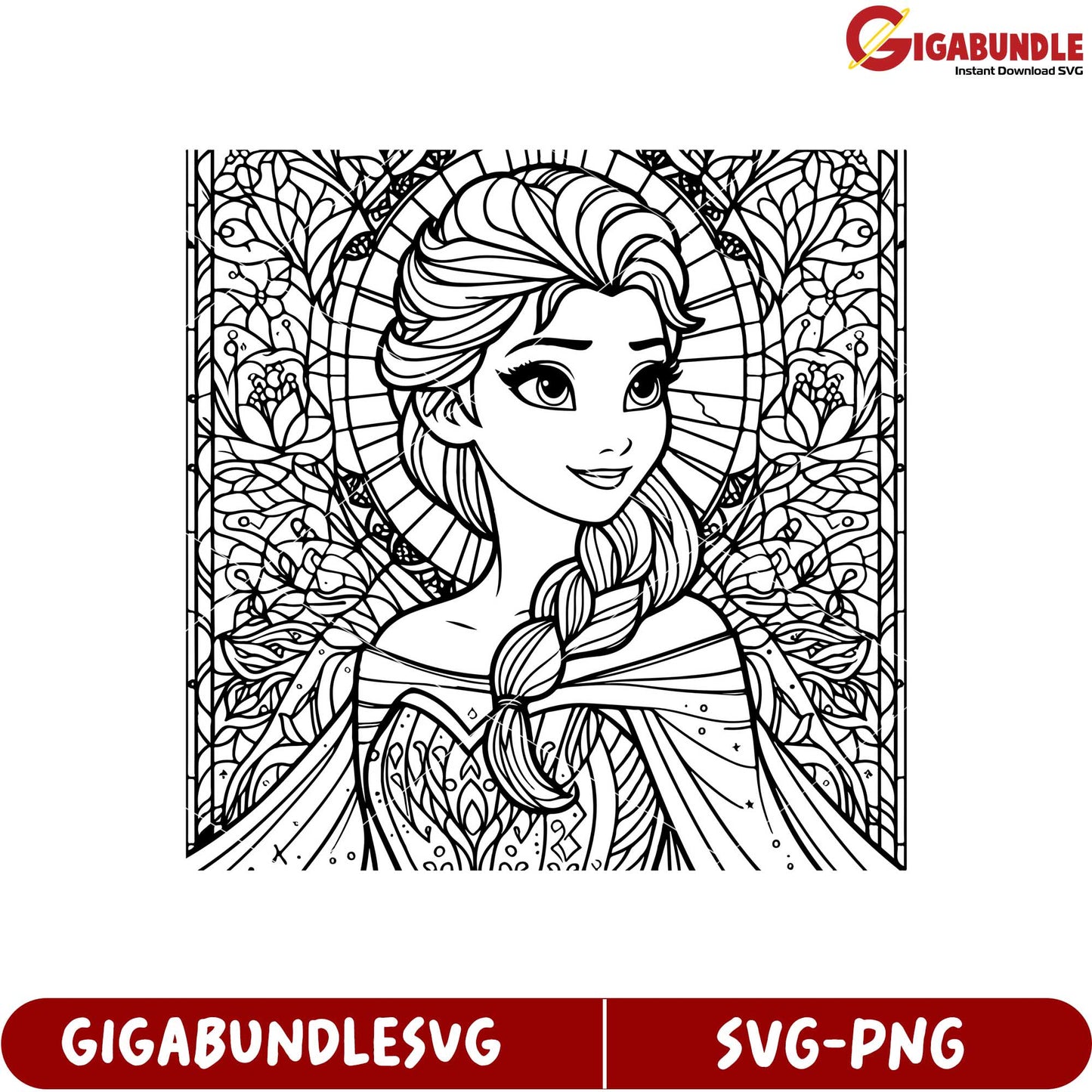 Beautiful Princess Coloring Page SVG for Creative Artistic Projects
