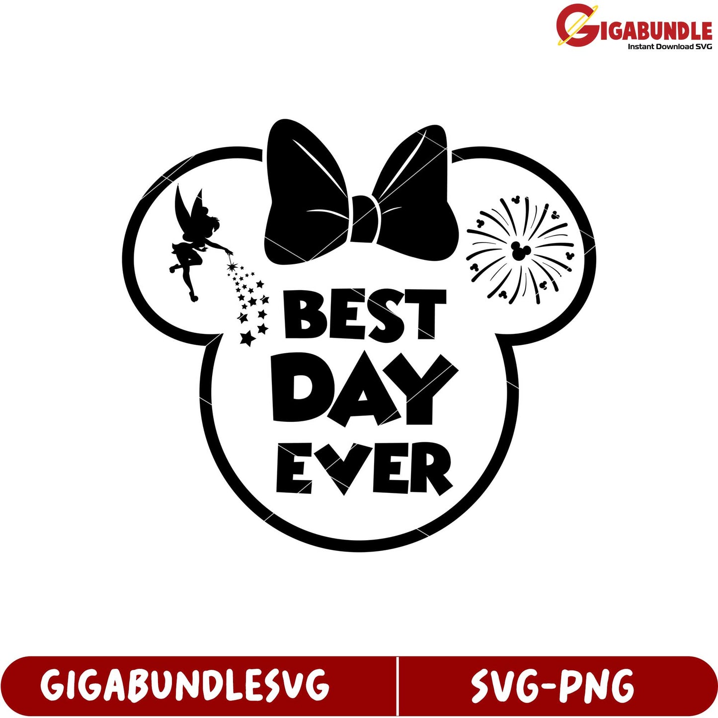Best Day Ever SVG Design with Fairy and Mickey Mouse Theme Elements