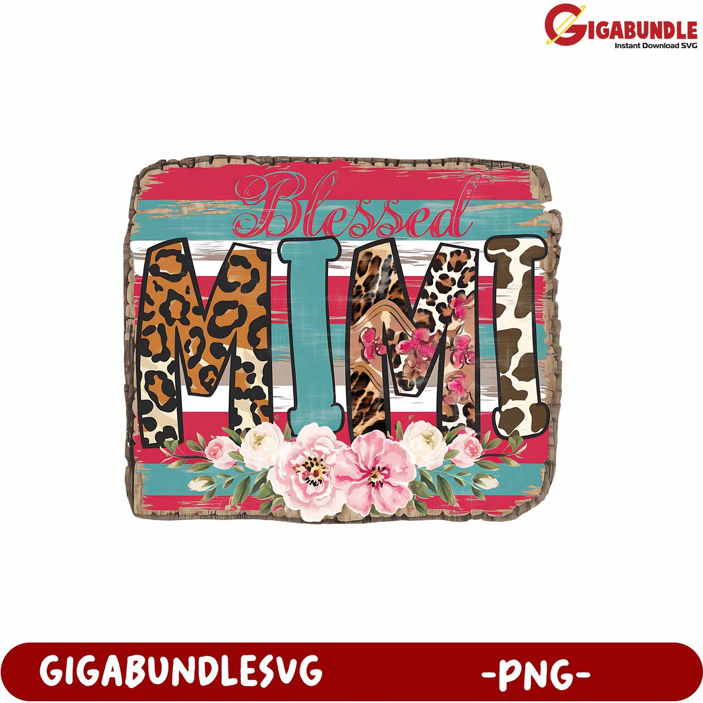 Blessed Mimi Floral Design PNG for Grandmothers and Family Gifts