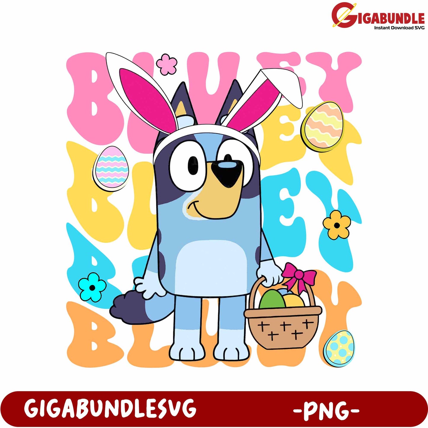 Bluey Bunny Easter PNG Clipart for Fun Seasonal Decor