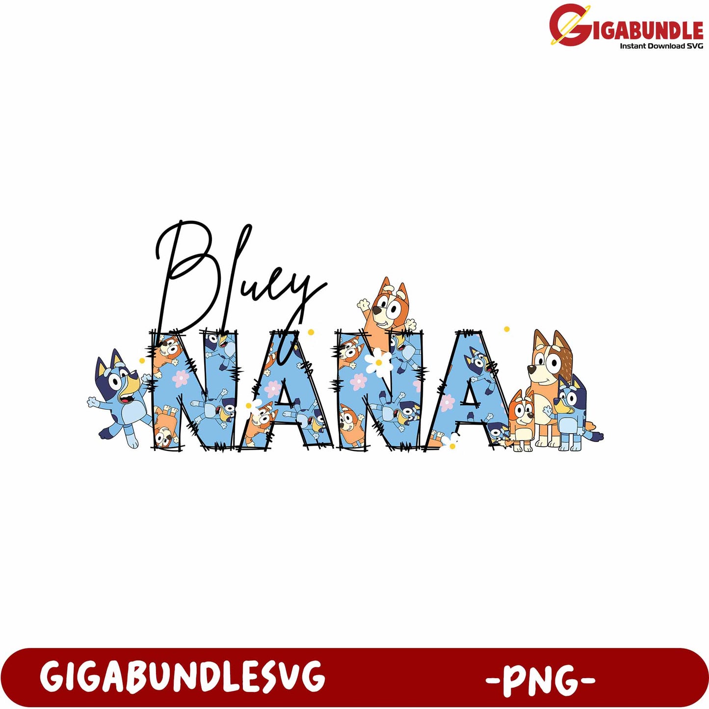 Bluey Nana Cute Dogs Playful Design PNG for Crafting Projects