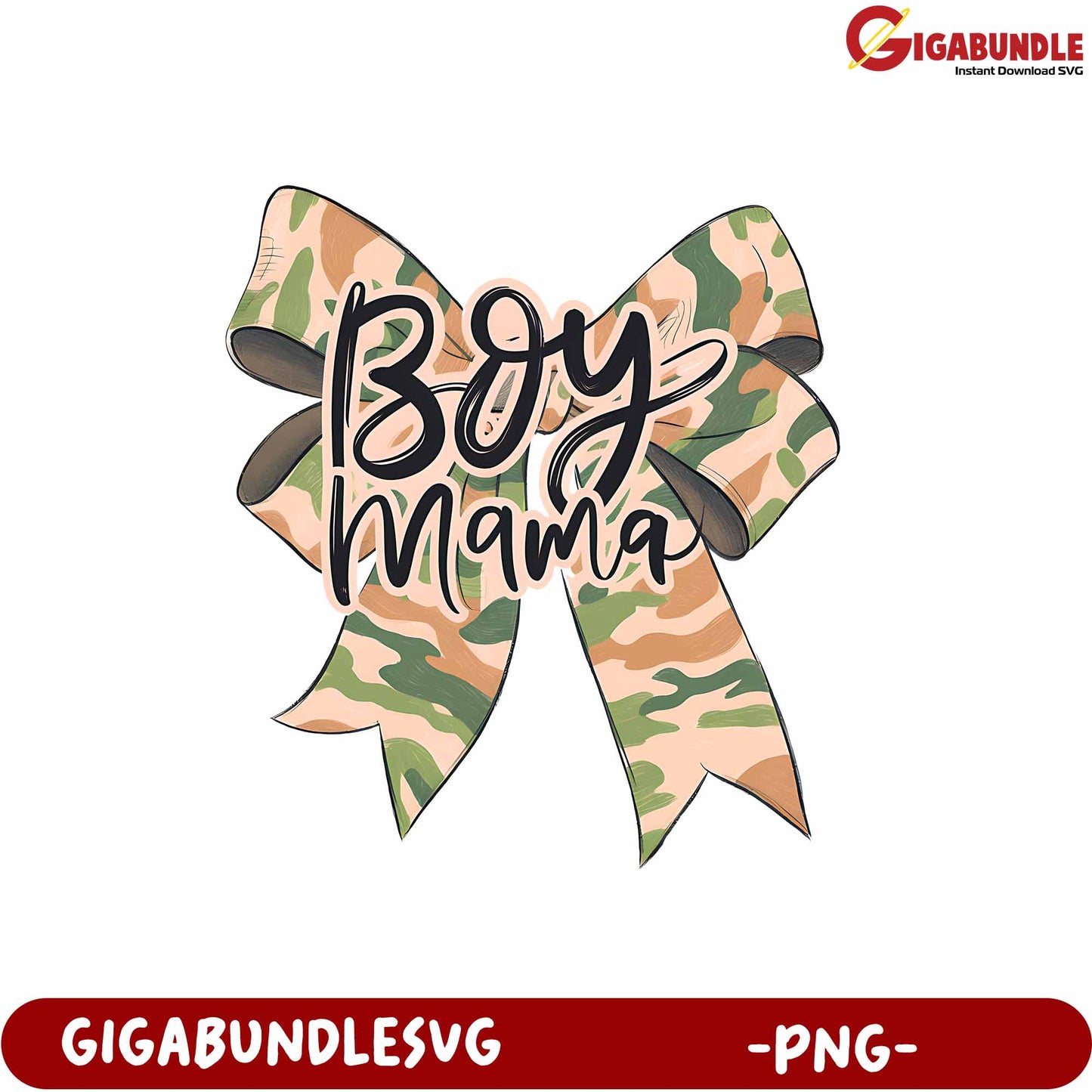Boy Mama Camouflage Bow PNG Design for Moms and Gifts