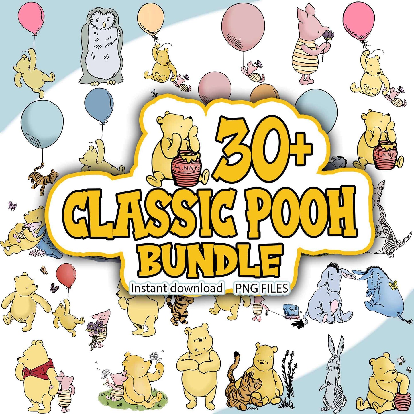 Classic Winnie the pooh Png Bundle, Disney Bundle Png
