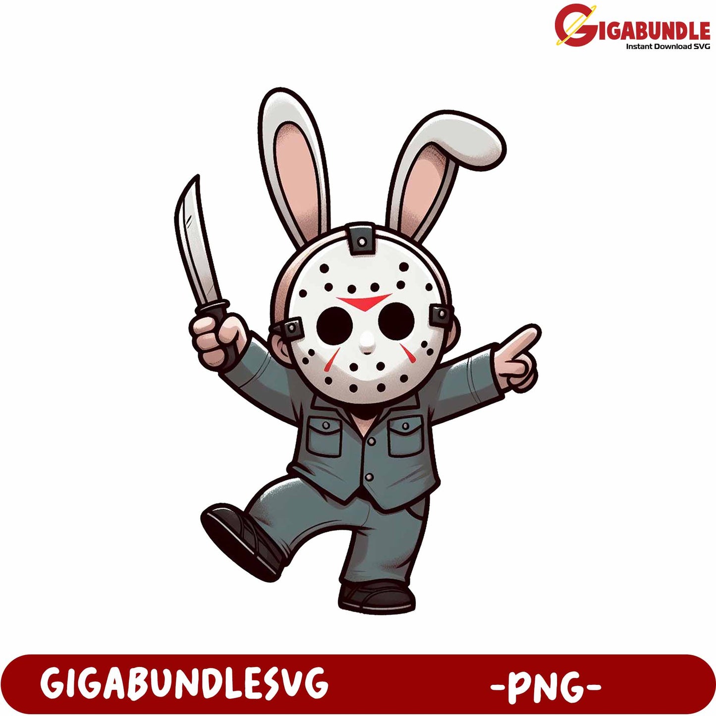 Cartoon Bunny Character with Knife PNG for Creative Projects