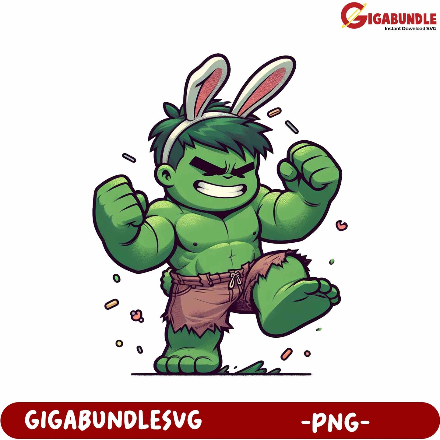 Cartoon Bunny Hulk PNG File for Fun Designs and Crafts