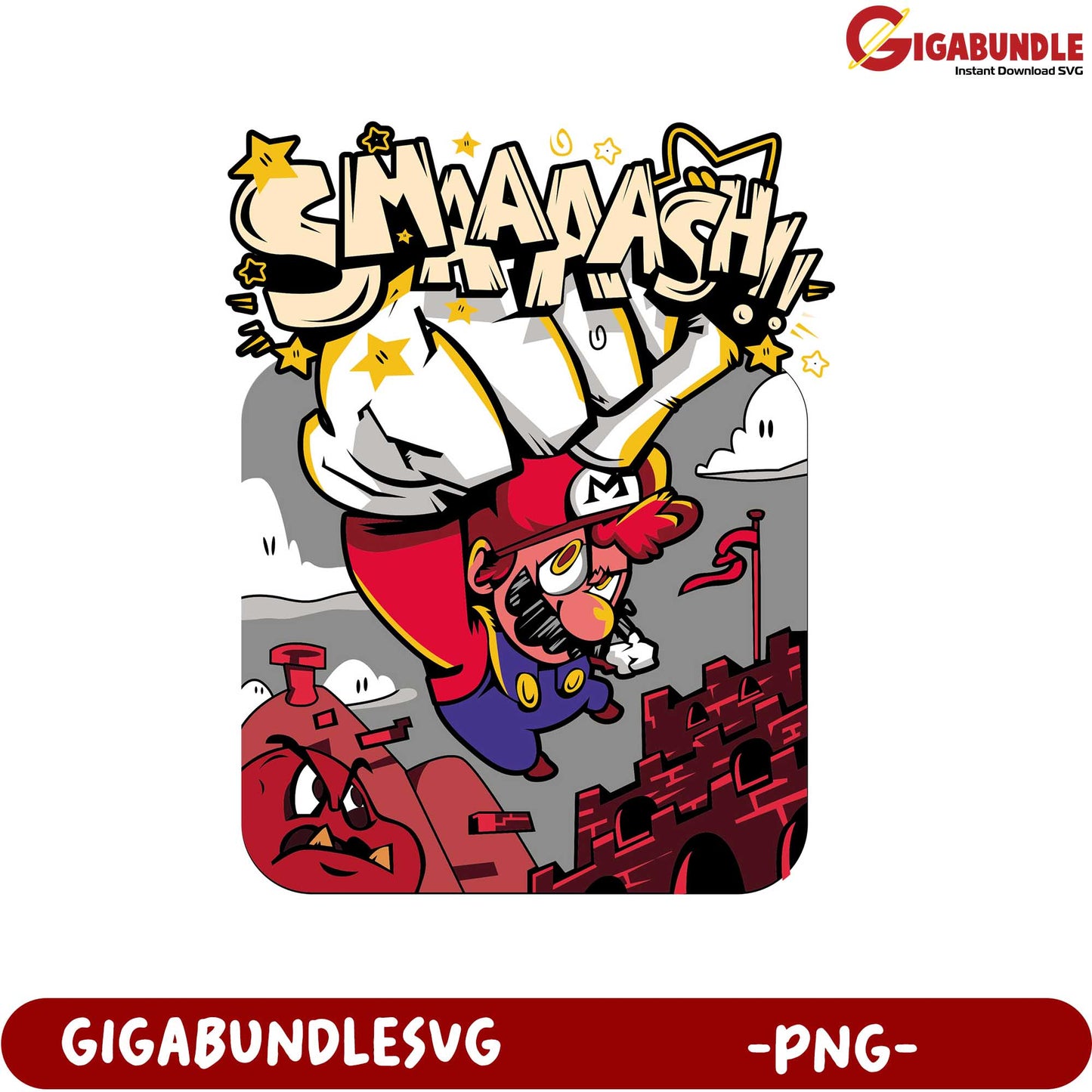 Cartoon Character Punching Action Graphic PNG Downloadable Art