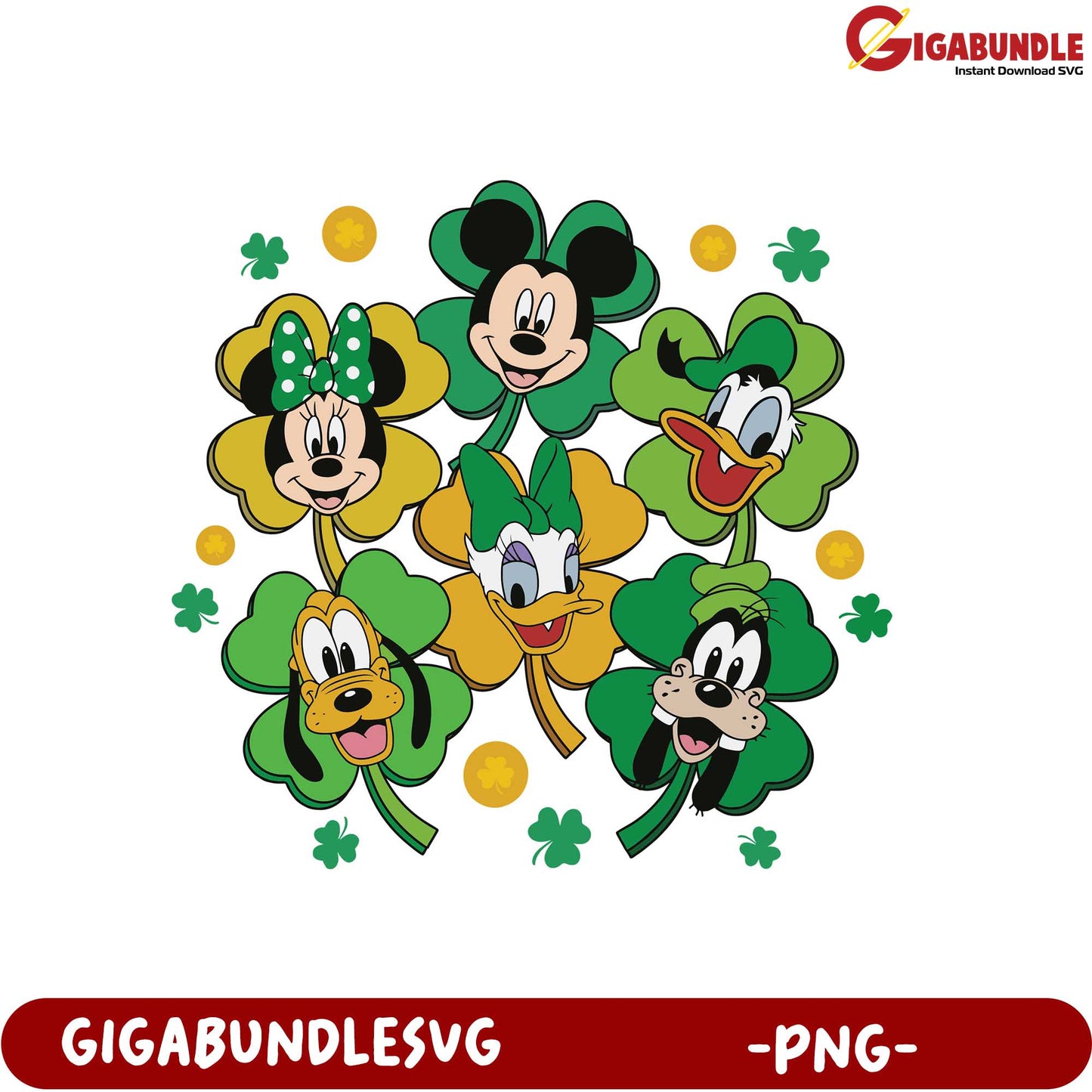 Celebrate St. Patrick's Day with Mickey and Friends PNG Design