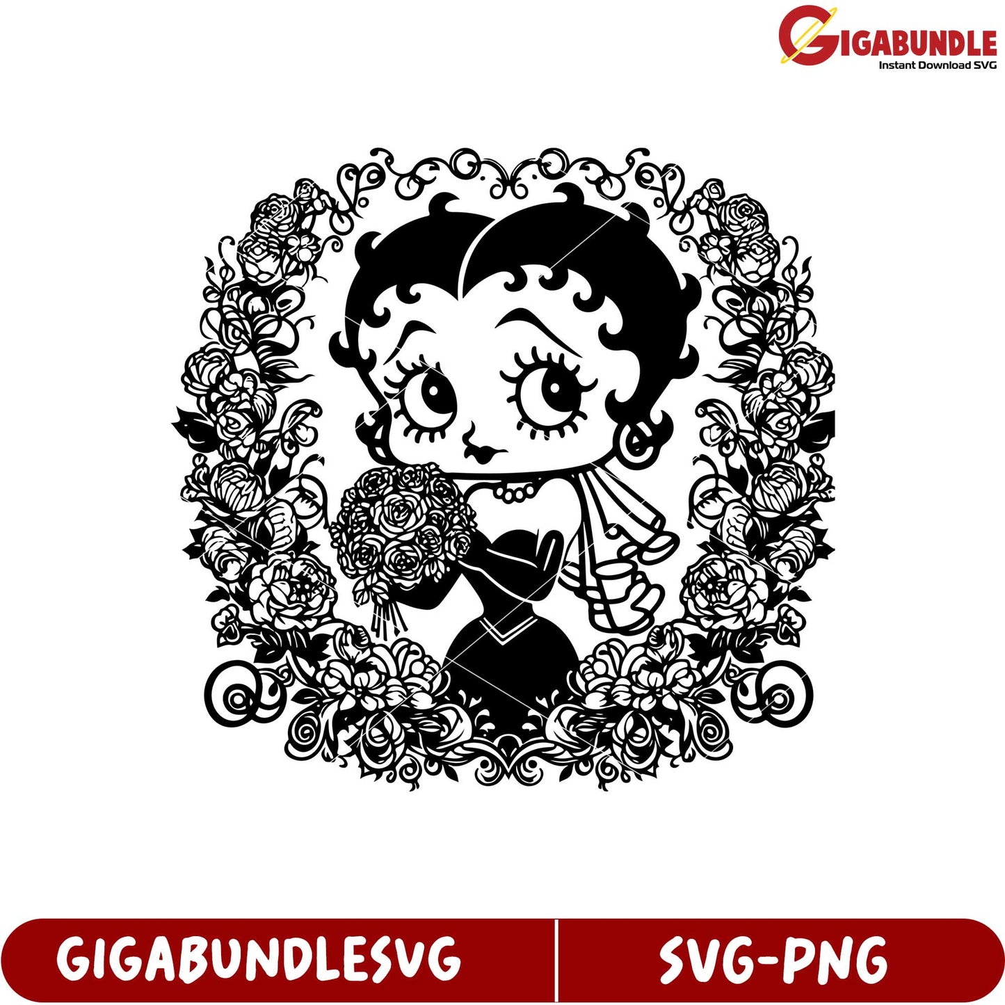 Charming Betty Boop Floral SVG Design for Creative Projects