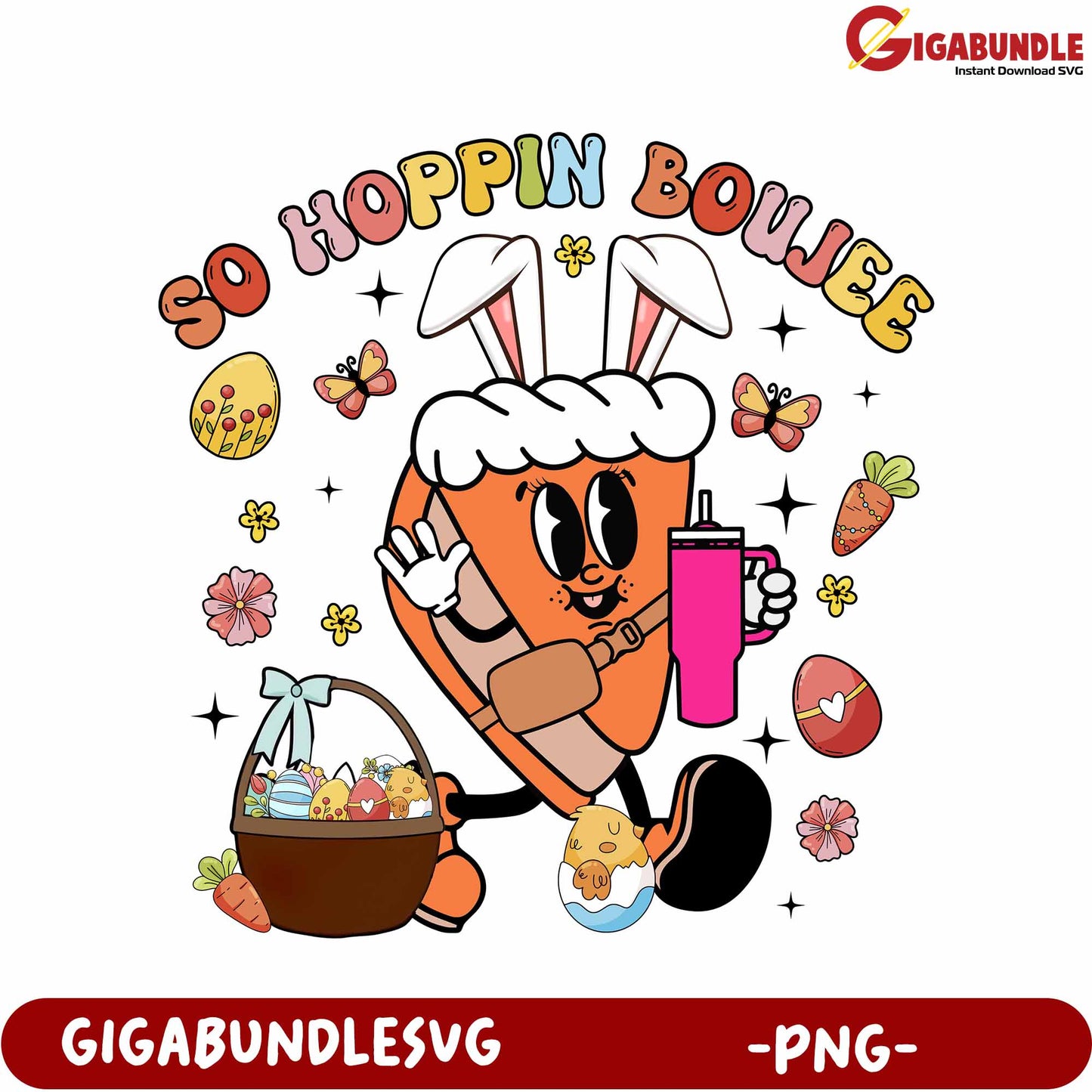 Charming Cute Candy Corn Bunny with Spring Decorations PNG