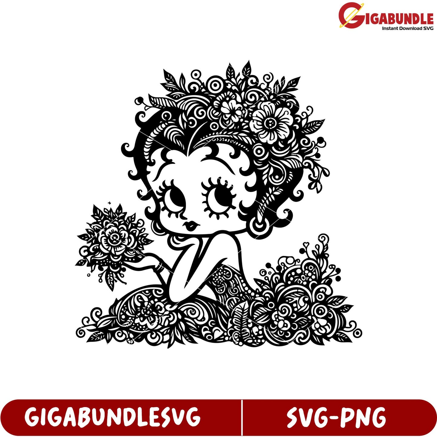 Charming Floral Girl SVG Design for Creative Craft Projects