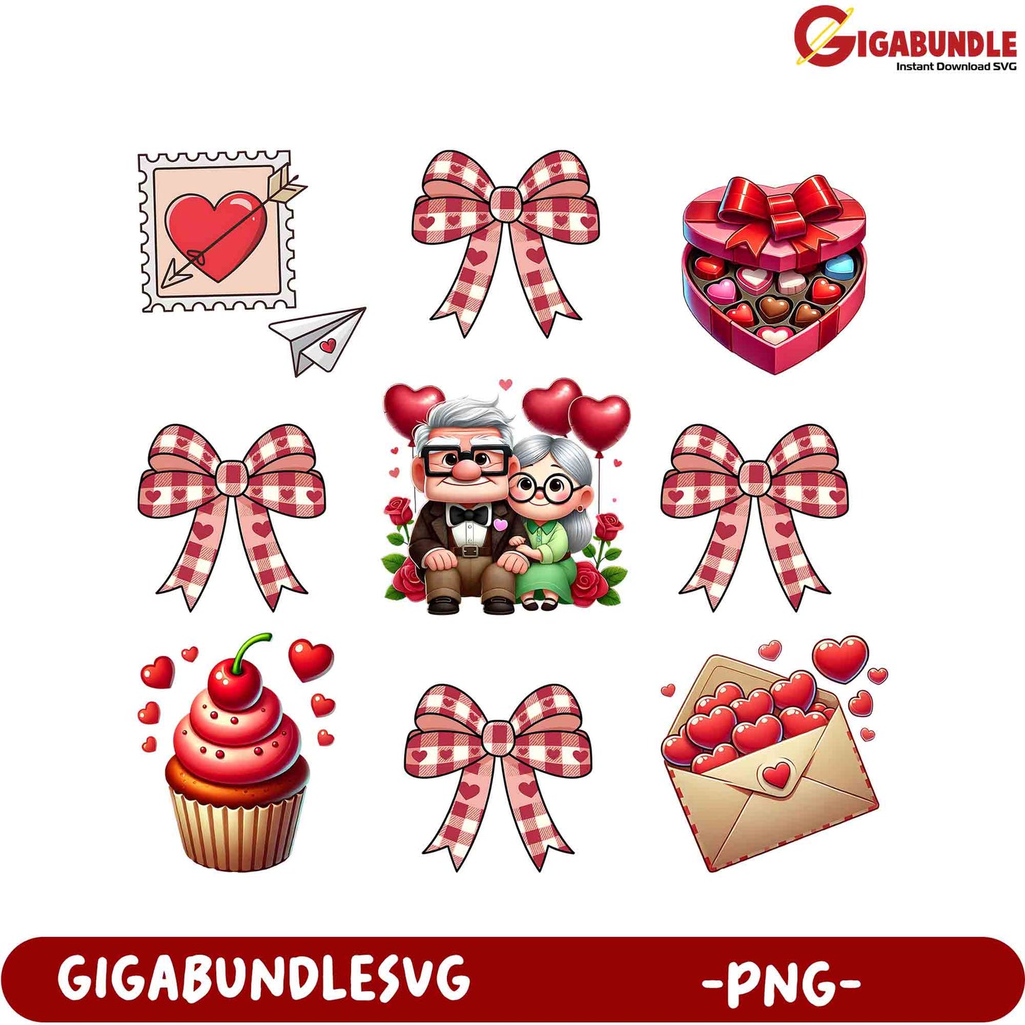 Charming Valentine's Day PNG Bundle Hearts, Bows & Sweet Graphics