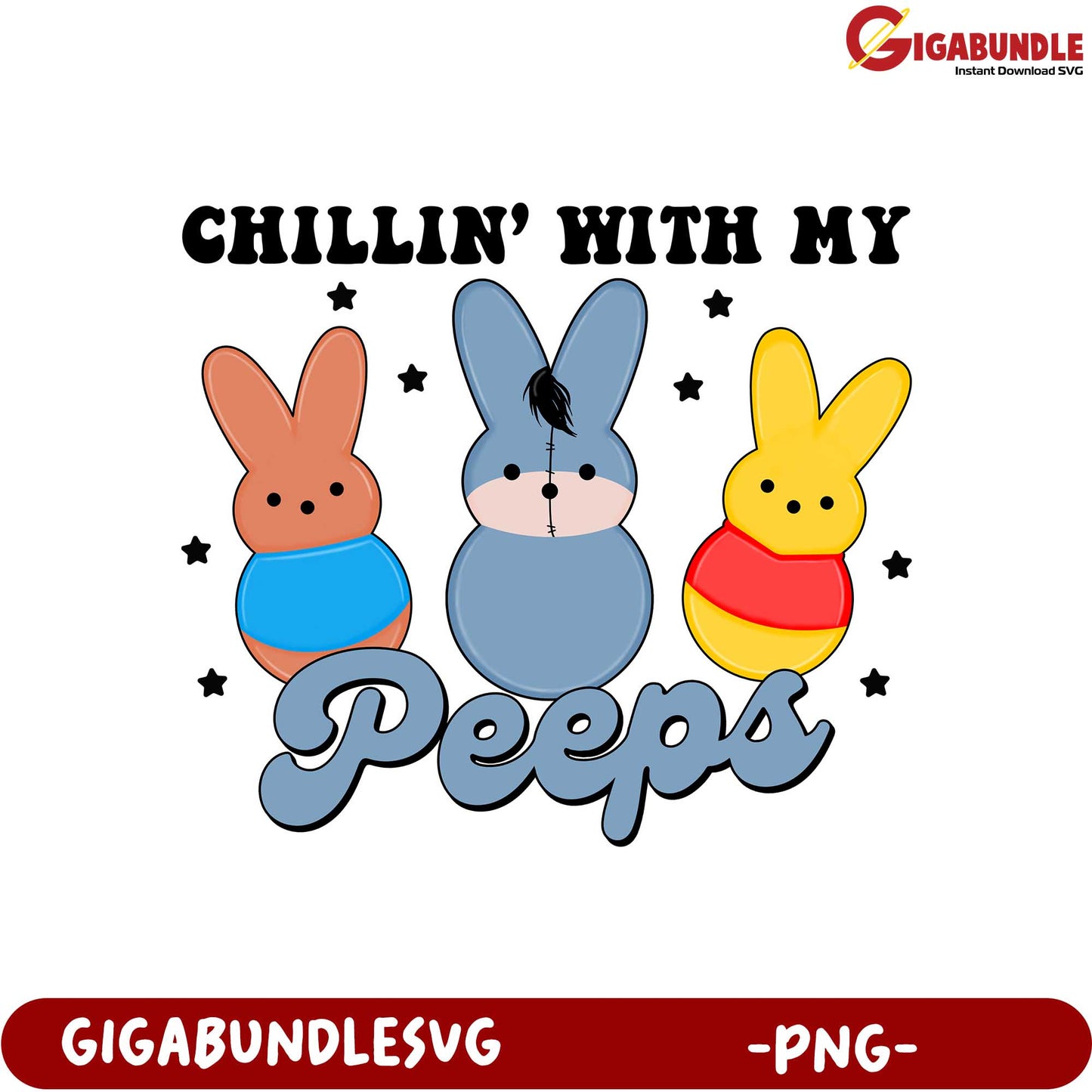 Chillin' With My Peeps Cute Bunny and Chick PNG Design
