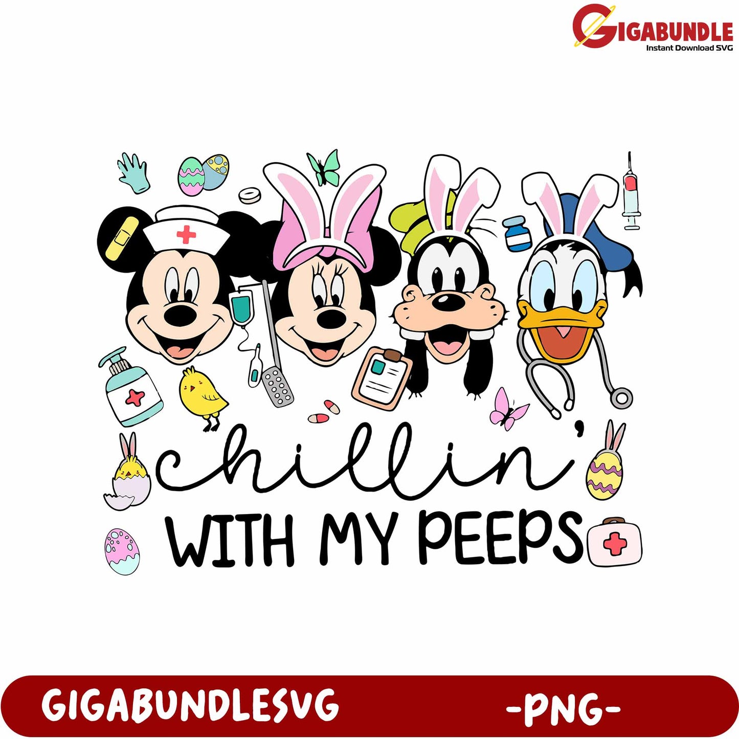 Chillin' With My Peeps PNG Design Featuring Fun Cartoon Characters
