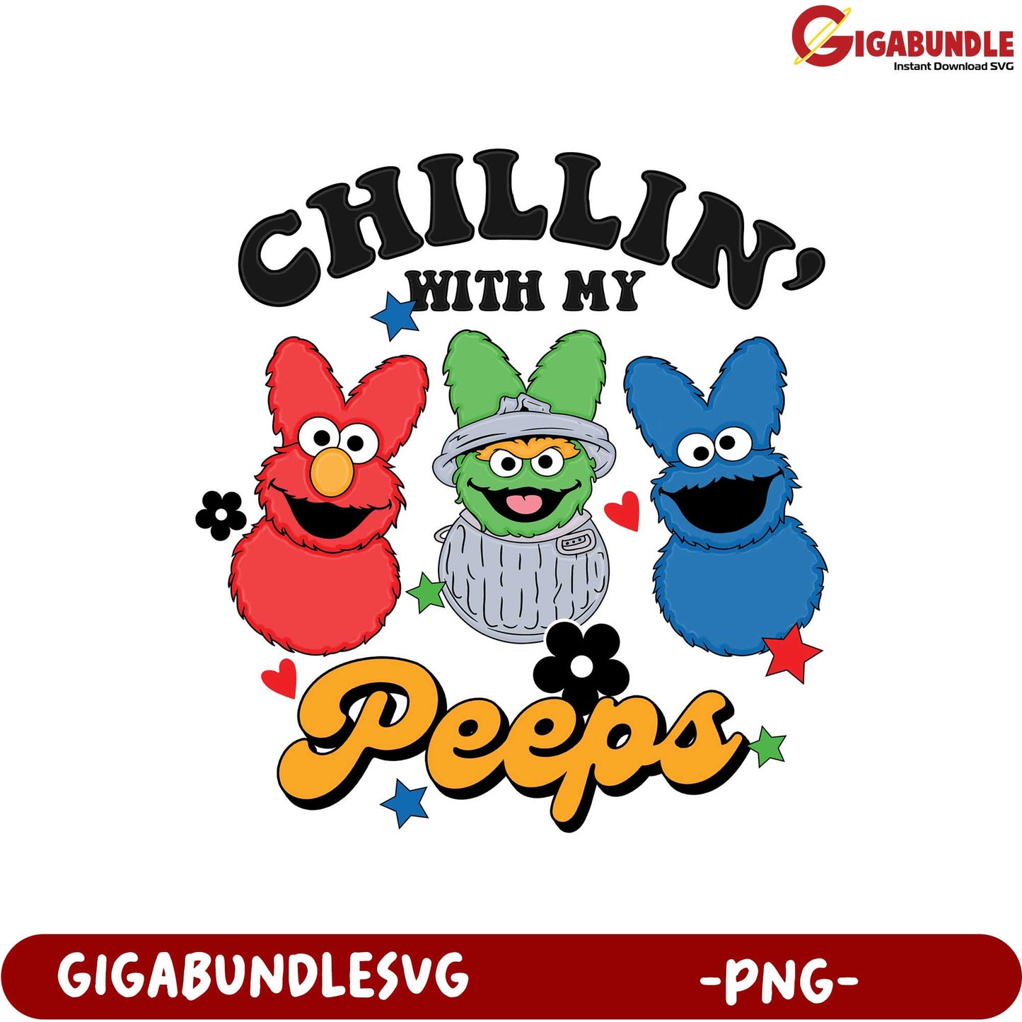 Chillin' with My Peeps - Fun PNG Design for Kids' Apparel