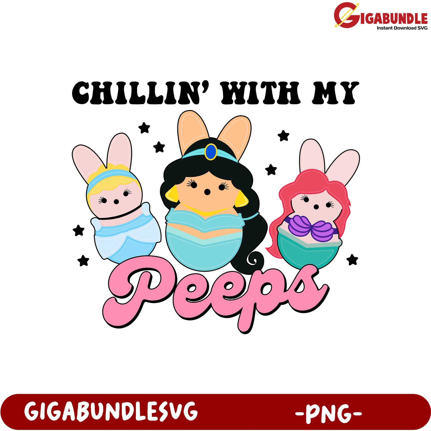 Chillin' with My Peeps Cute Princess Bunny PNG Design