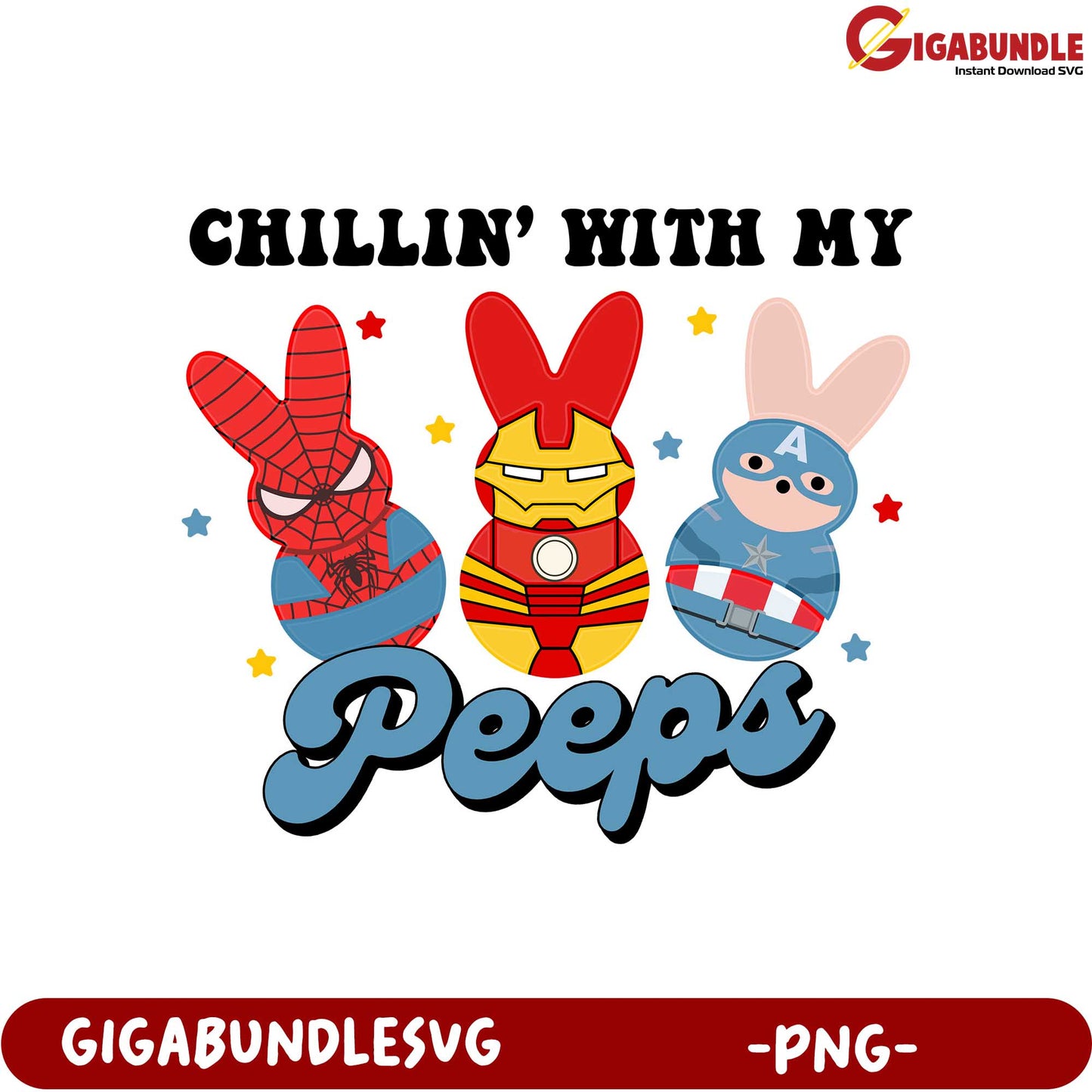Chillin' with My Peeps PNG Fun Superhero Bunny Design