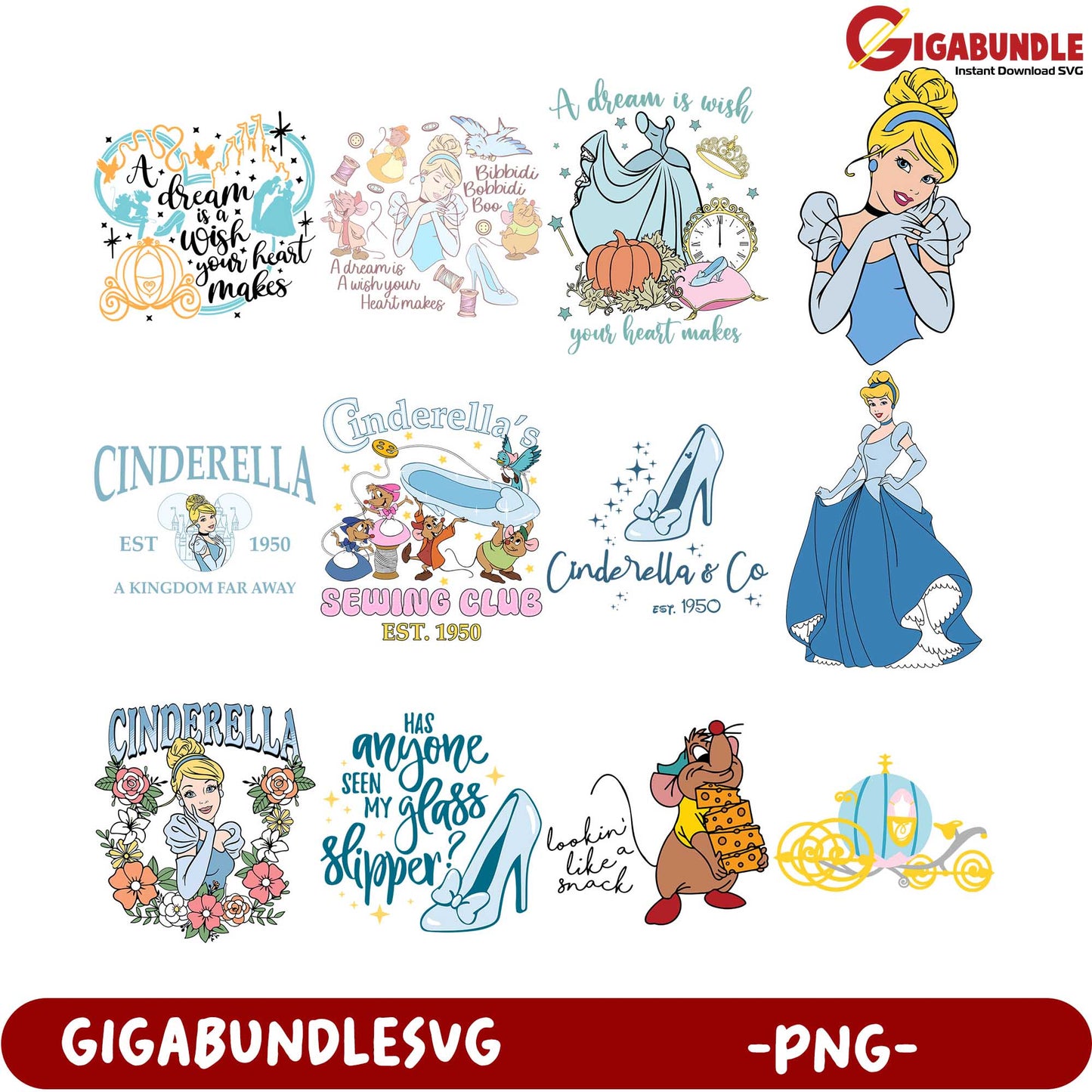 Cinderella PNG Bundle Dreamy Designs for Creative Projects