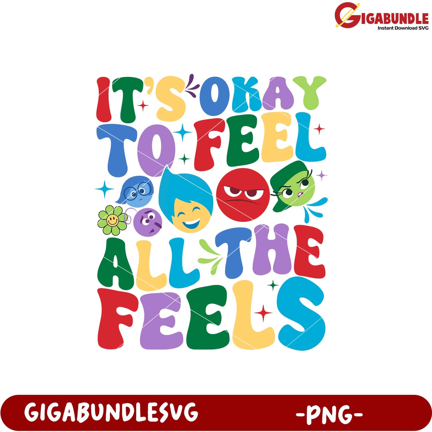 Colorful All The Feels Design PNG for Instant Download