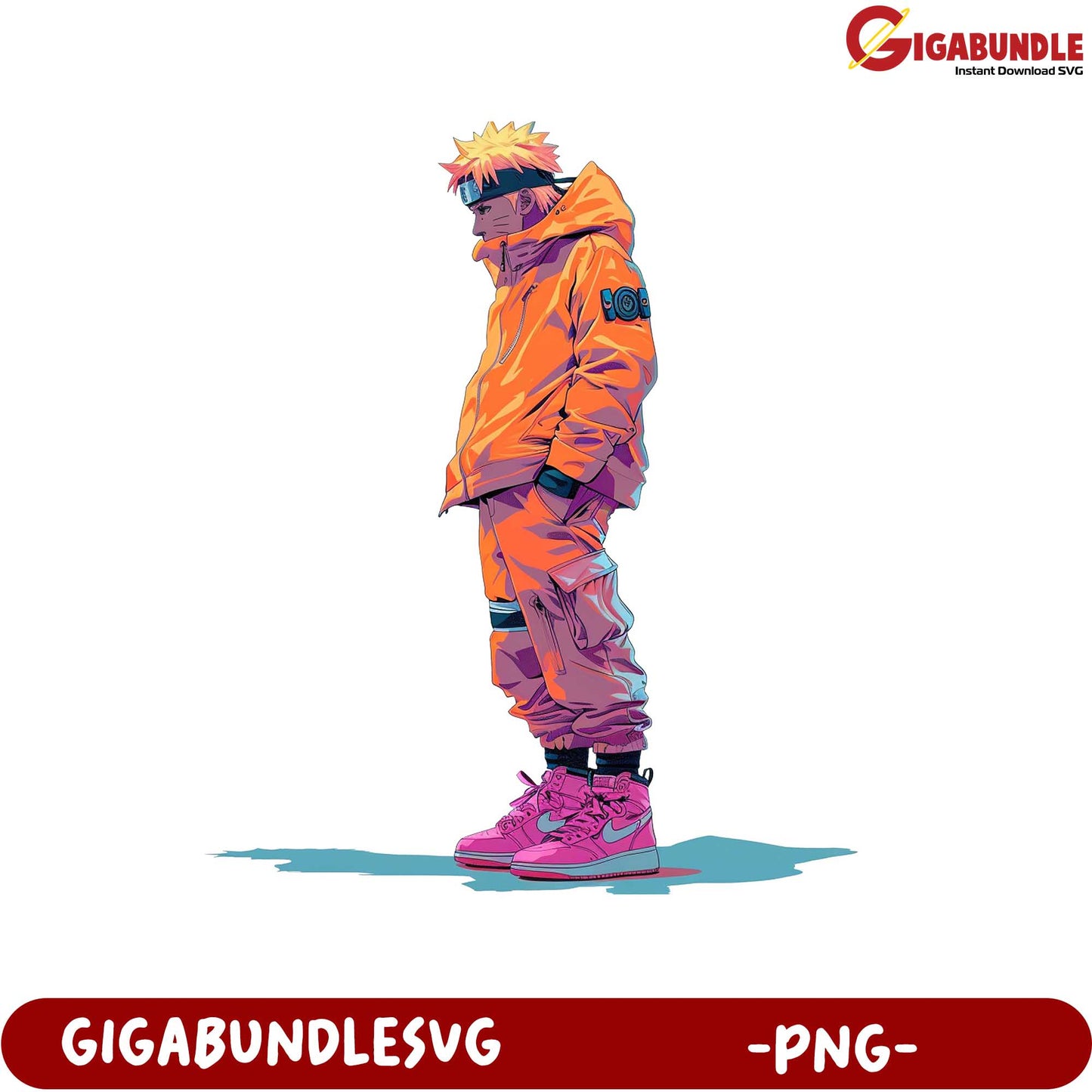 Colorful Anime Character in Vibrant Streetwear PNG Download
