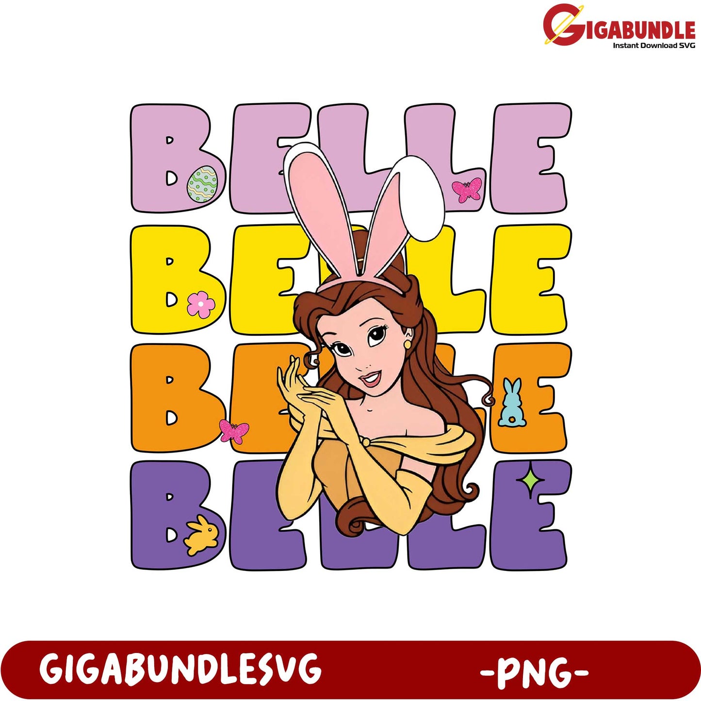 Colorful Belle Character PNG Easter Design for Crafts and Gifts