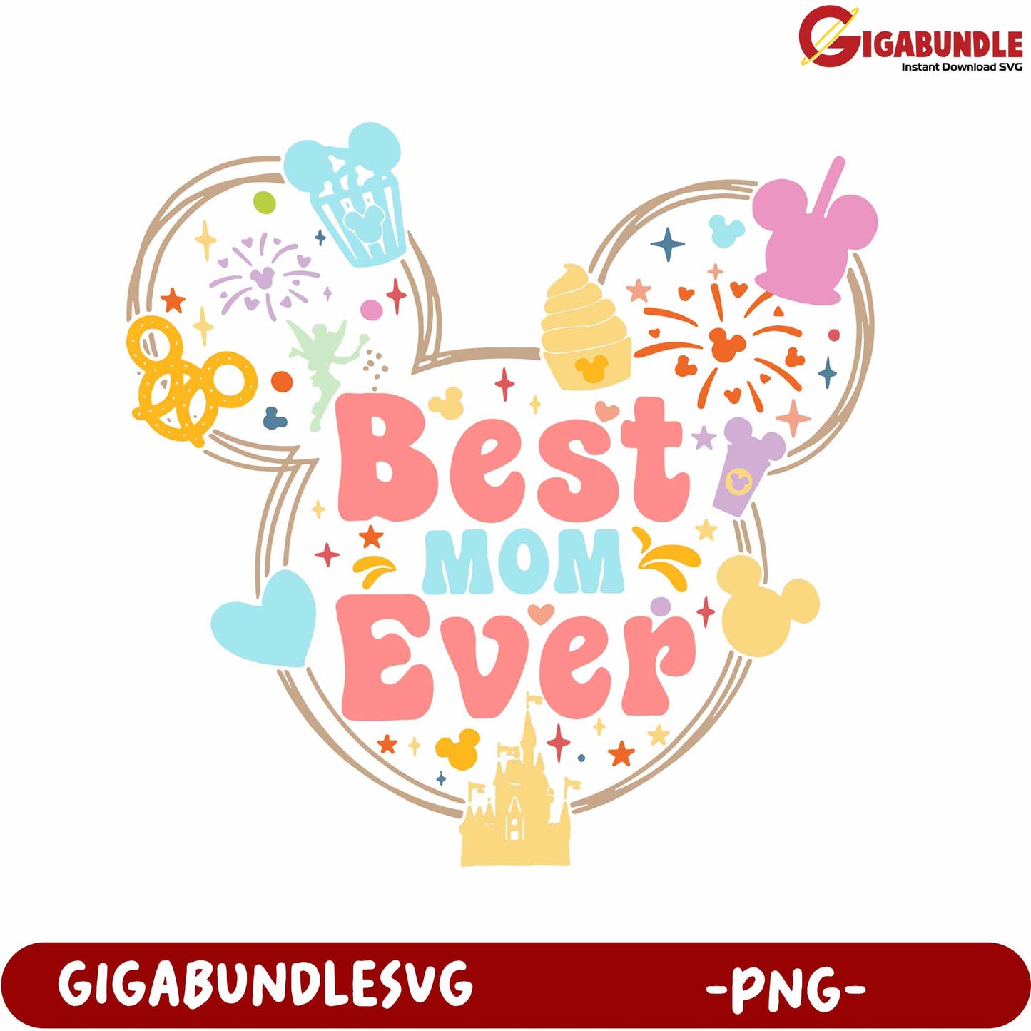Colorful Best Mom Ever PNG Design for Unique Gifts and Crafts