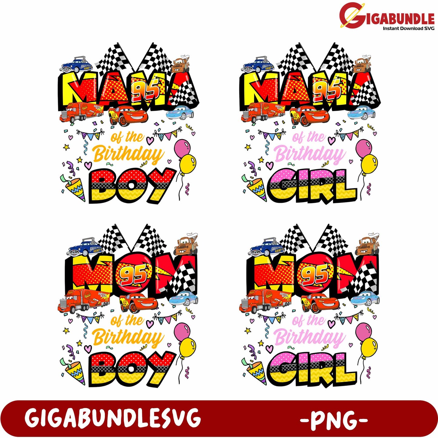Colorful Birthday Mom Designs for Boy and Girl Celebrations PNG