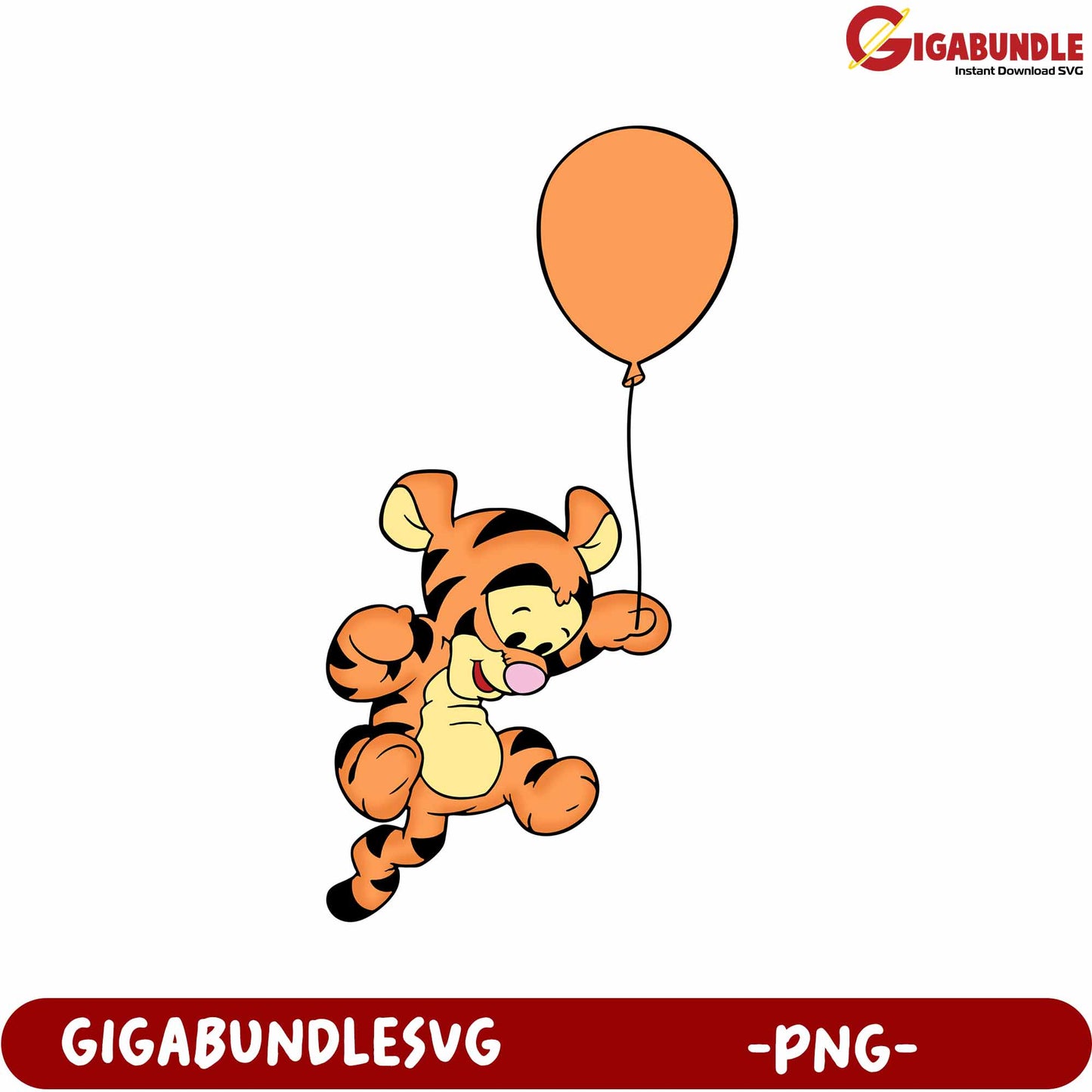 Colorful Bouncing Tiger with Balloon PNG Graphic for Kids
