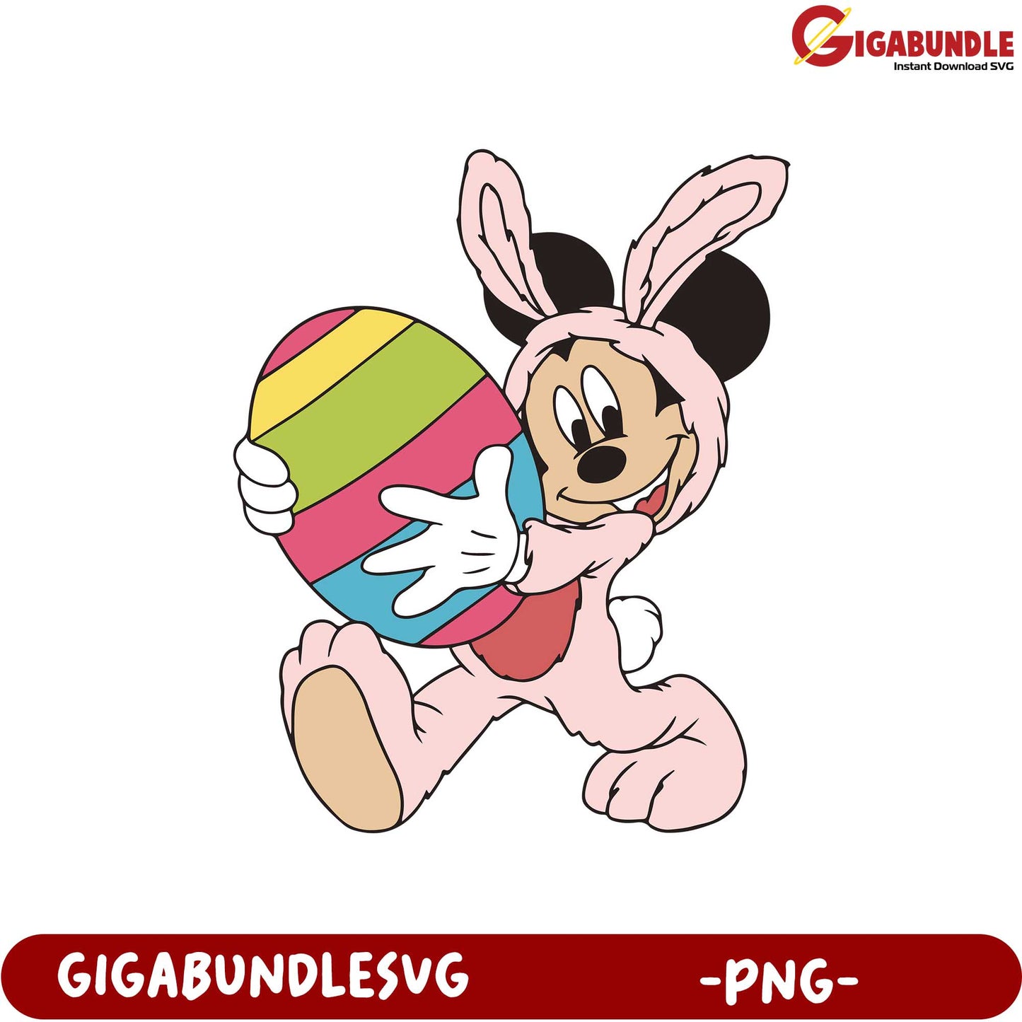 Colorful Bunny Character with Easter Egg PNG - Instant Download