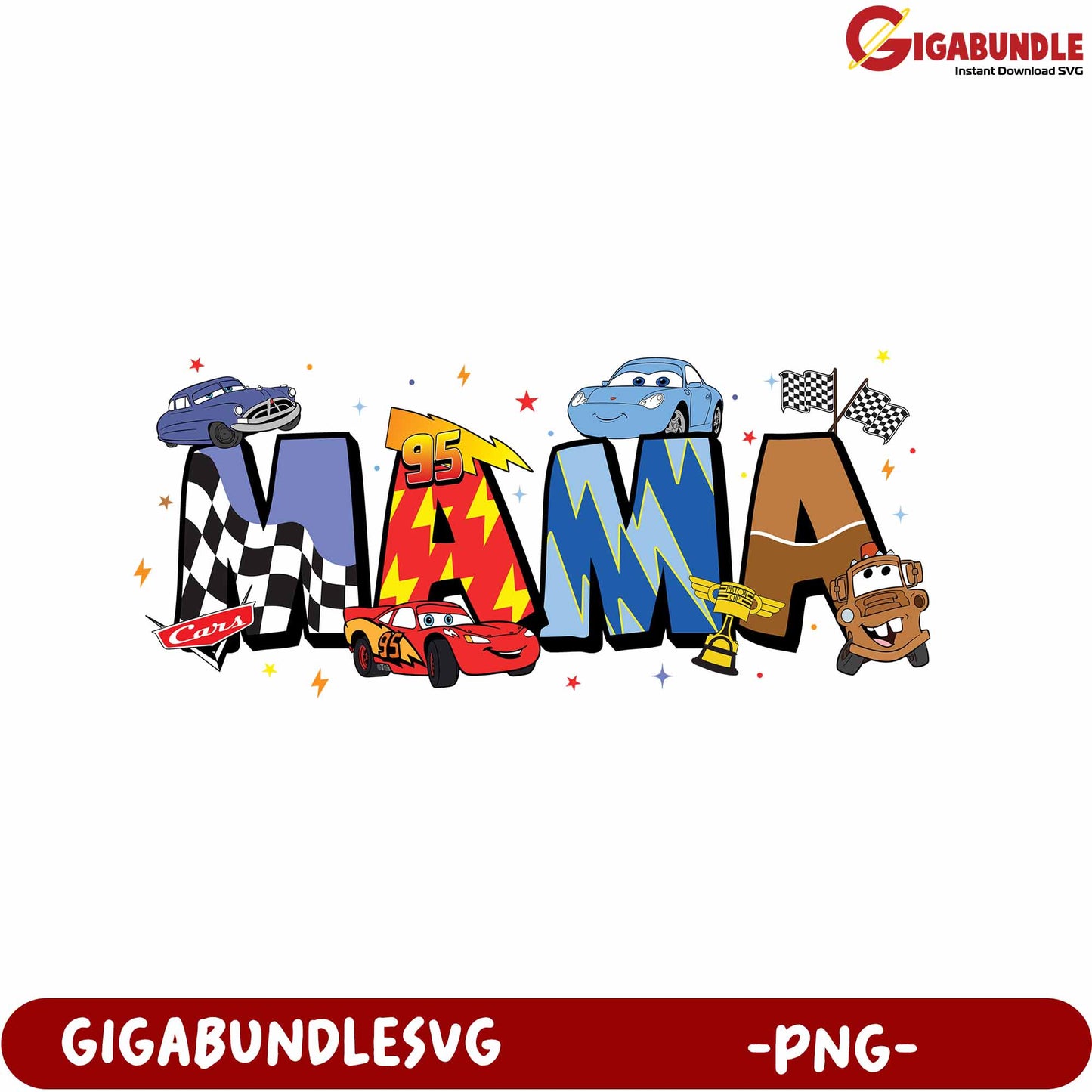 Colorful Cars Theme Mama Design for Kids' PNG Product
