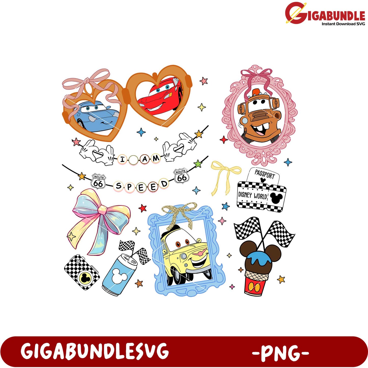 Colorful Cars Themed Clipart PNG for Crafting Fun