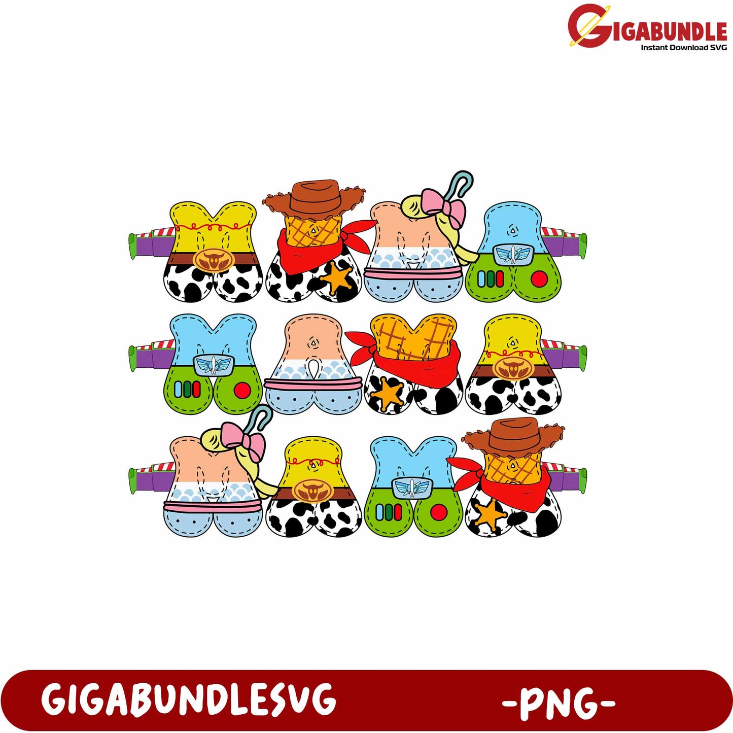 Colorful Cartoon Cowboy Figures PNG for Craft Projects and Design